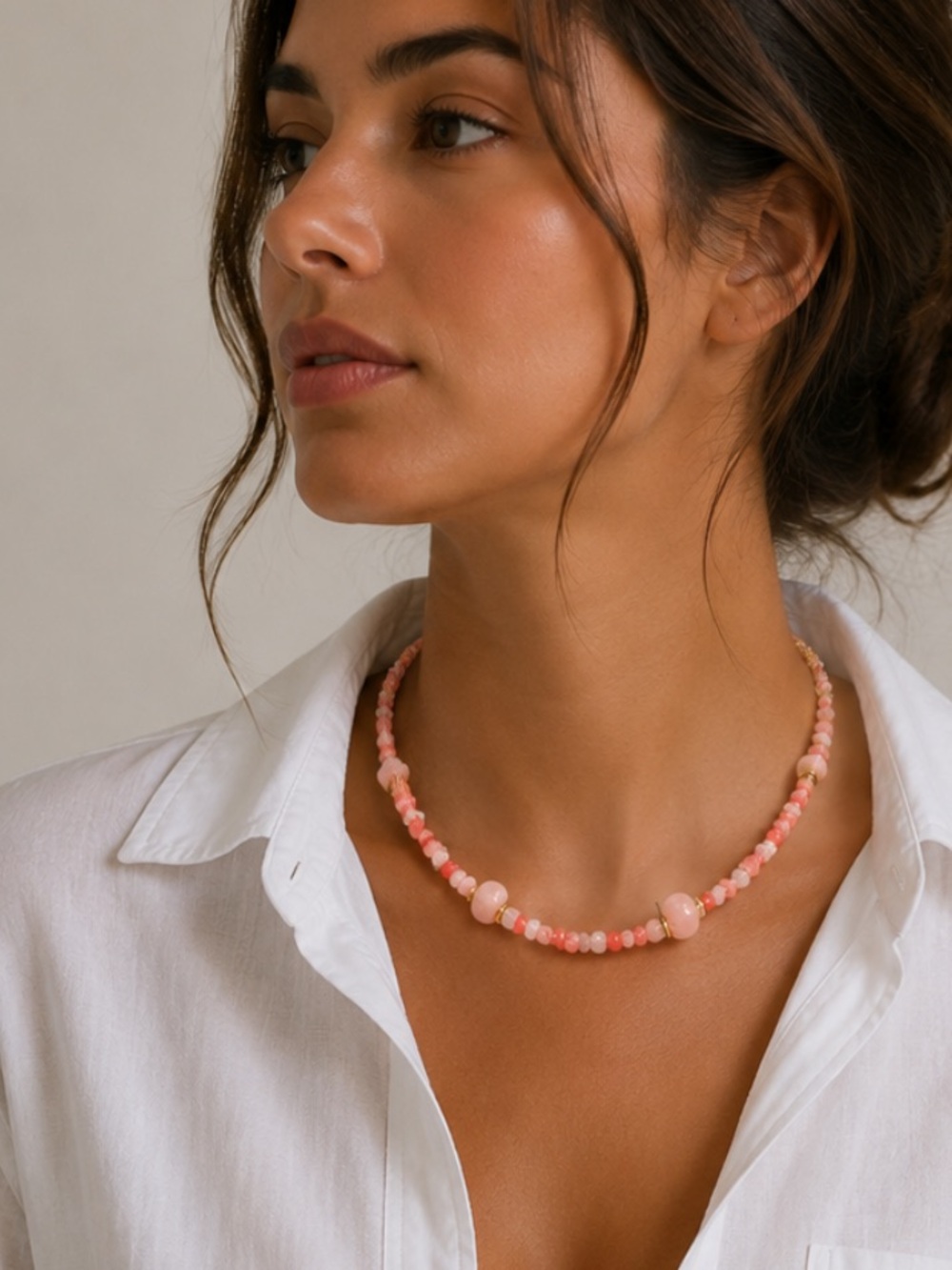 New! Colorful Blush Pink Mixed Bead Dopamine Necklace NWOT 5071